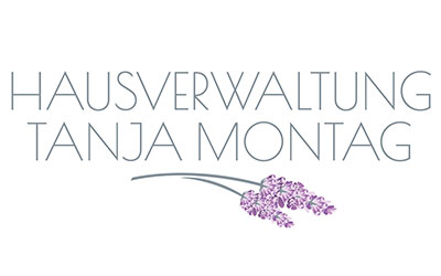 Logo mit dem Text „Hausverwaltung Tanja Montag“ und einer Illustration von Lavendelzweigen darunter.