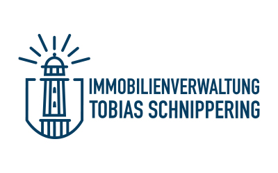 Logo mit einer Strichzeichnung eines Leuchtturms links und dem Text „IMMOBILIENVERWALTUNG TOBIAS SCHNIPPERING“ rechts.